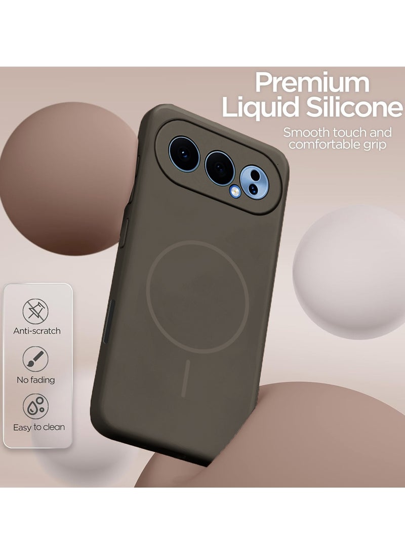 دبليو تيك غطاء حماية لهاتف Honor 500 5G 2025 من السيليكون السائل الفاخر متوافق مع حلقة MagSafe رفيعة (MCMPMN) - بني غامق - Image 3